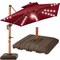 Best Choice Products 10ft Square Woodgrain Pattern 2-Tier Outdoor Solar LED Cantilever Umbrella w/ Base